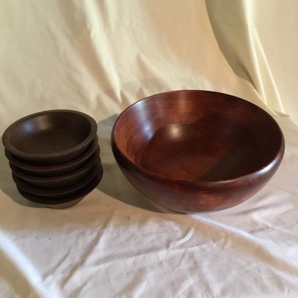 Wooden Bowl Serving Pieces ~ Vintage - Picture 5 of 7